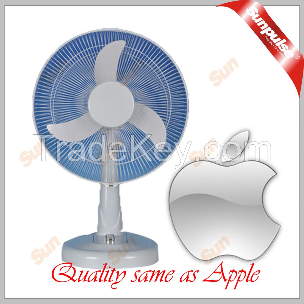 14inch 12v dc rechargeable solar fan with 15 pcs LED motor 100% copper