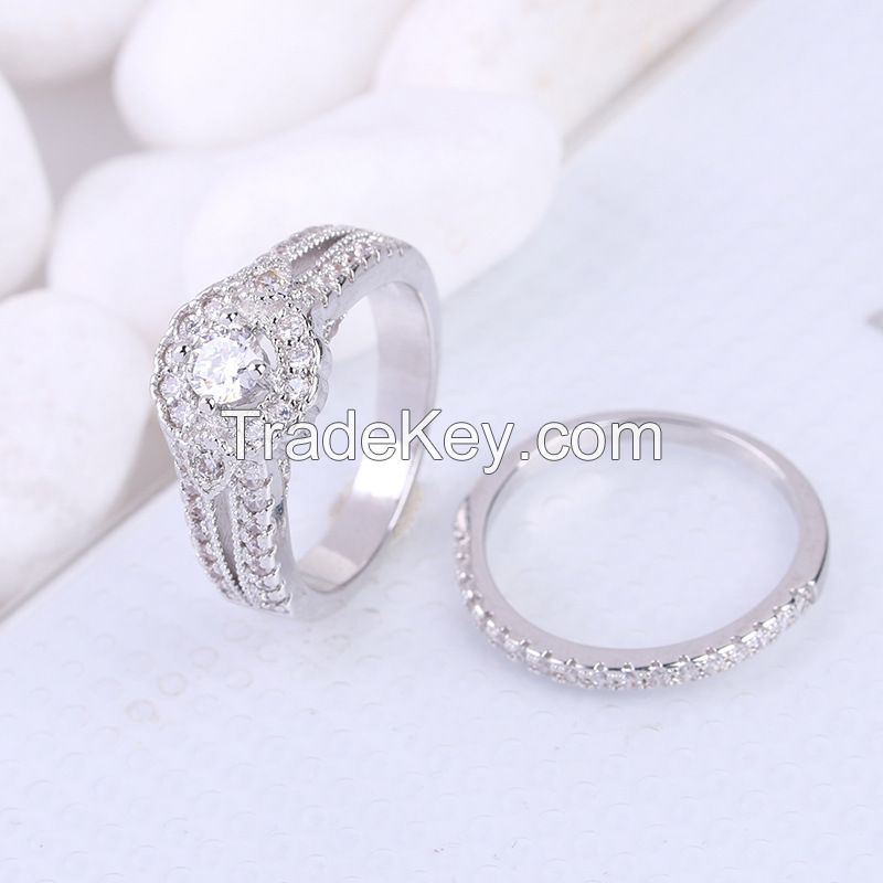 925 silver engagement and wedding ring sets with AAA CZ