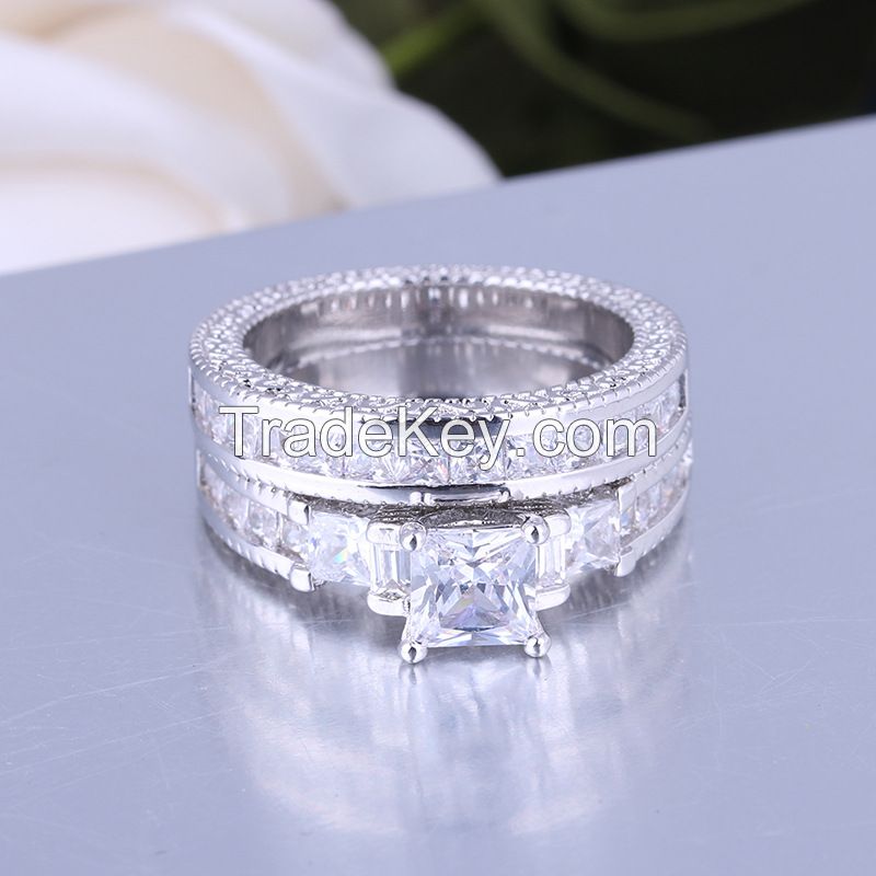 925 Silver Sterling Wedding and engagement Ring Set for Women