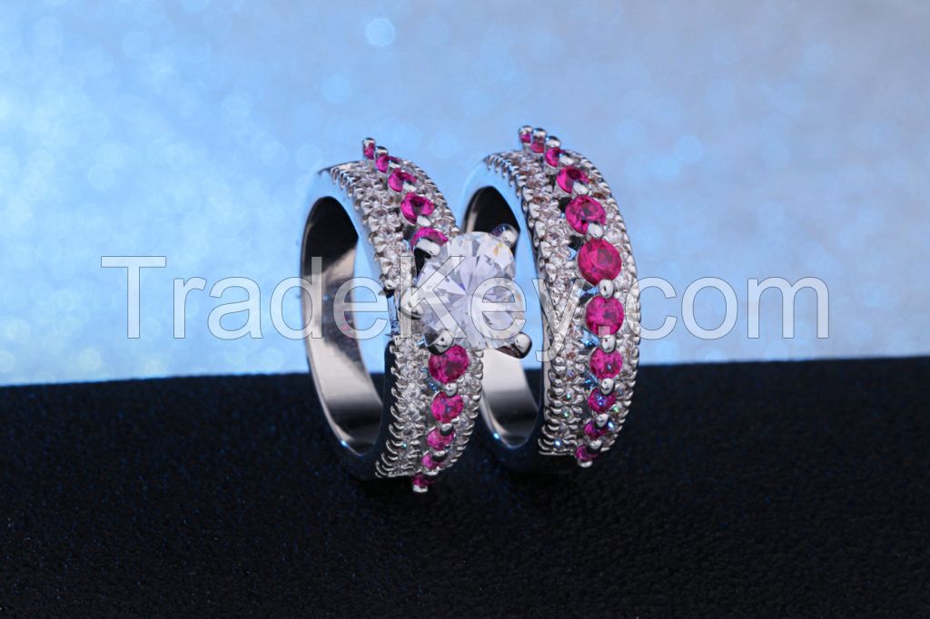 925 Sterling silver fine jewelry with ruby and red corundum CZ for women