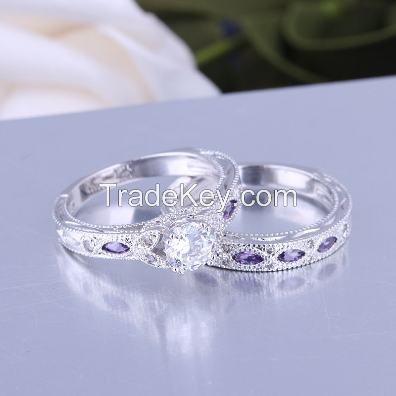 925 Silver Sterling Ring Set for engagement and wedding gift jewelry
