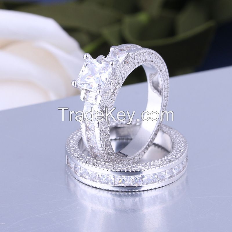 925 Silver Sterling Wedding and engagement Ring Set for Women