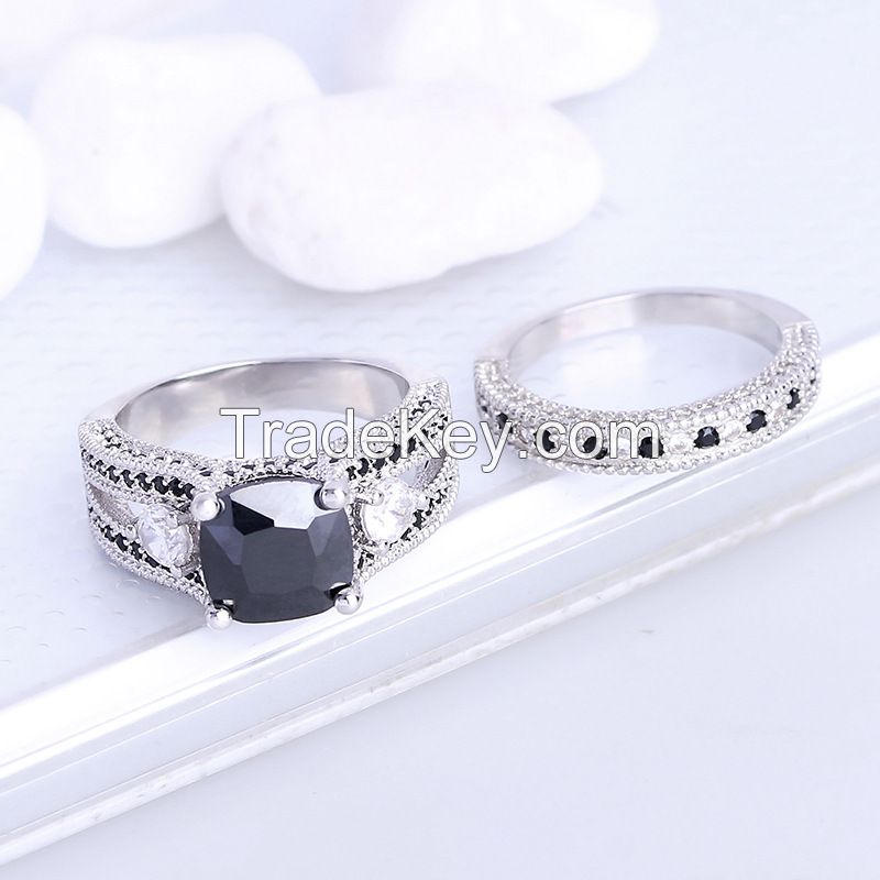 925 Silver Sterling Ring Set for Women  and men  three stones rings