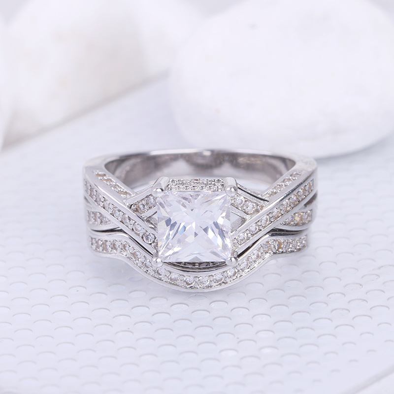 princess cutting CZ women rings simulated diamond wedding rings