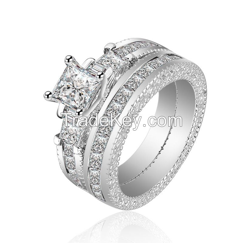 925 Silver Sterling Wedding and engagement Ring Set for Women