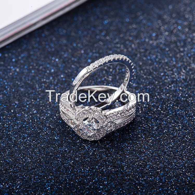 925 silver engagement and wedding ring sets with AAA CZ