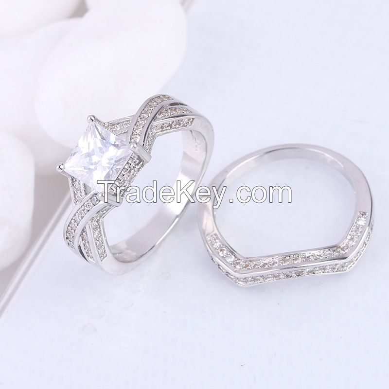 princess cutting CZ women rings simulated diamond wedding rings