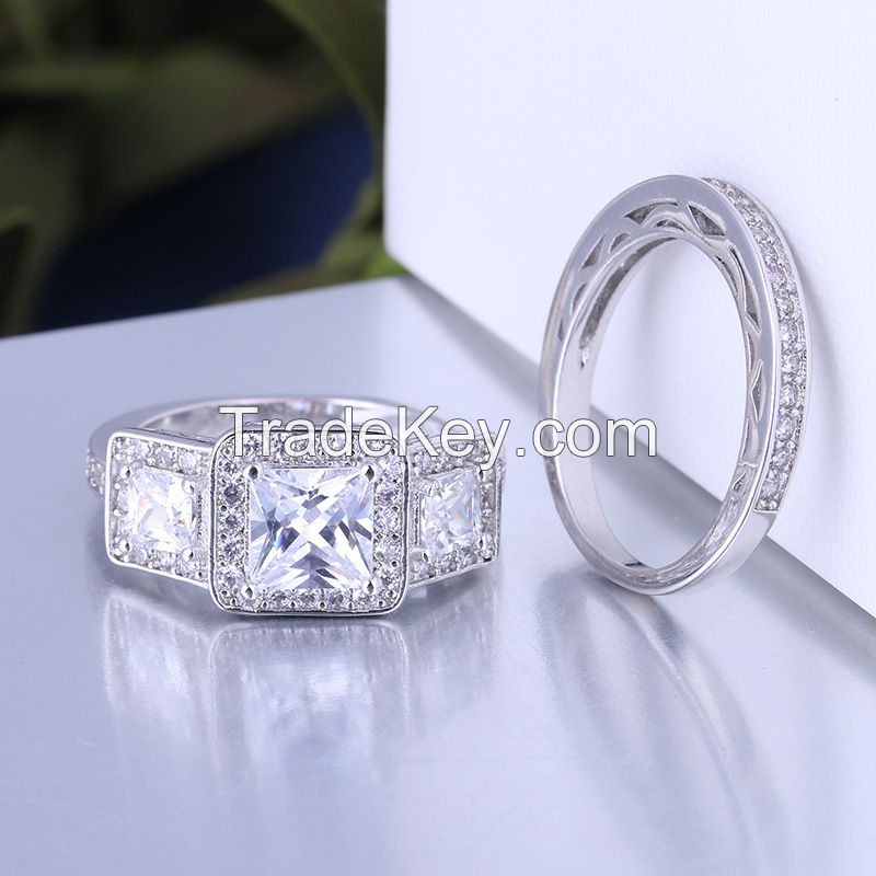 925 Silver Sterling Ring Set for women and men with rhodium plated