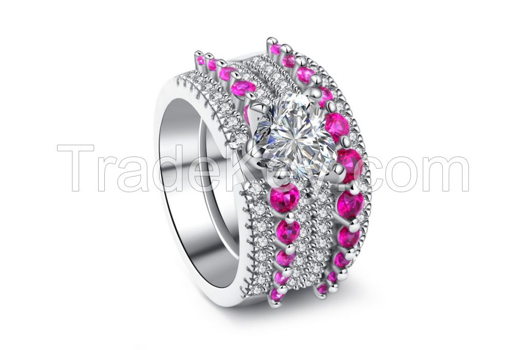 925 Sterling silver fine jewelry with ruby and red corundum CZ for women