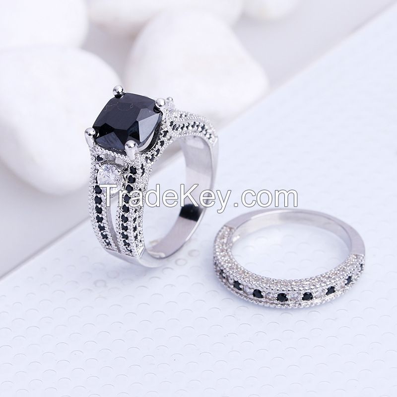 925 Silver Sterling Ring Set for Women  and men  three stones rings