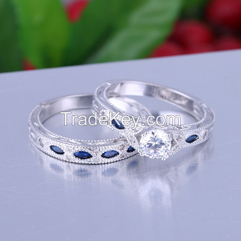 925 Silver anniversary Ring Set for Women and men gift jewelry