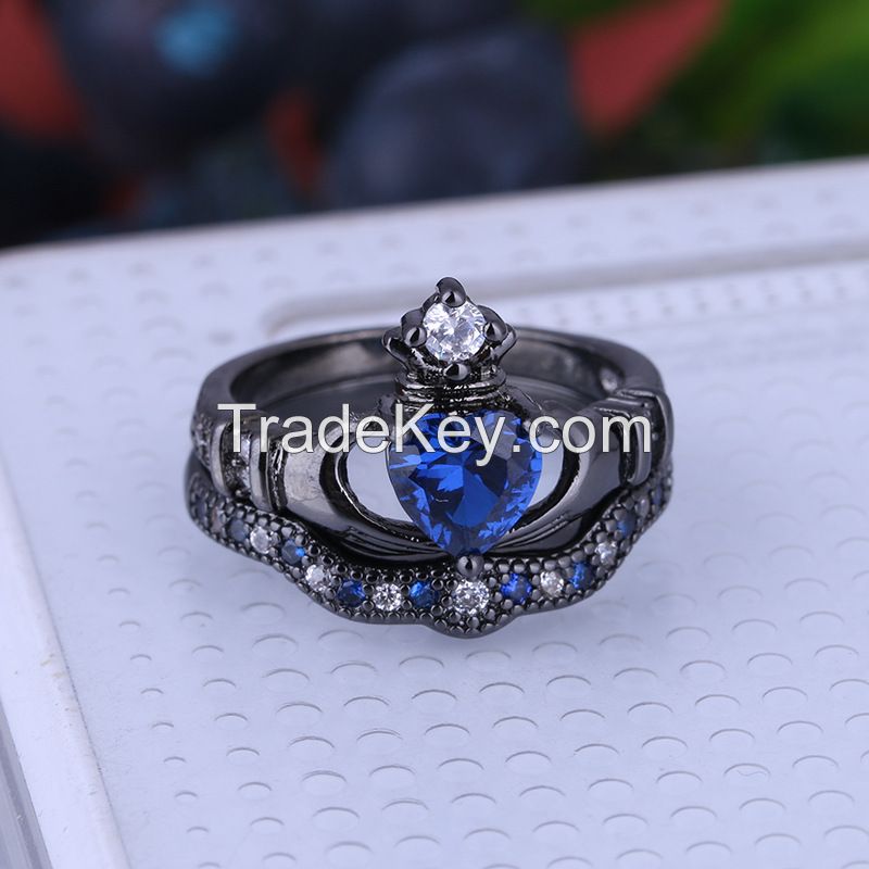 925 Silver Sterling  Women Rings With Sapphire Stone Prong Setting