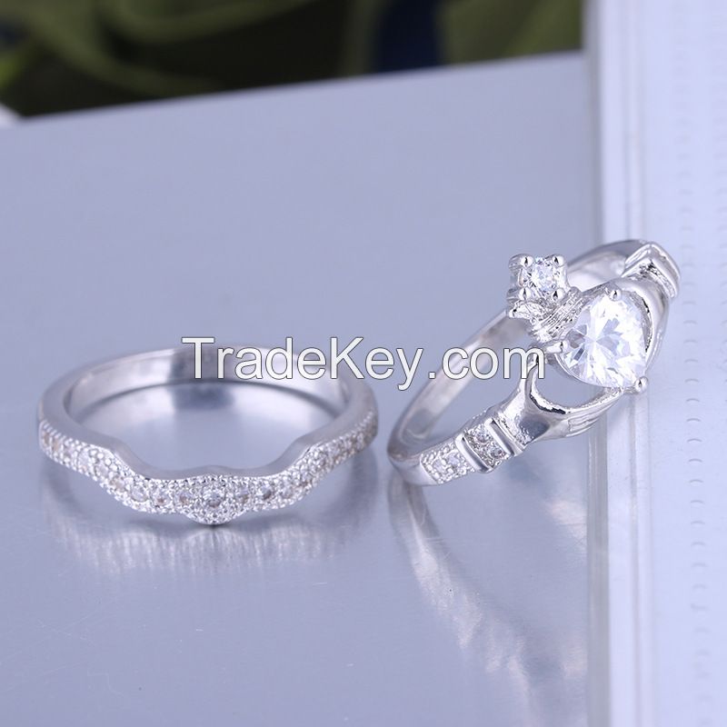 925 Silver Sterling Rings Set For Women And Men With Top Quality Aaa Cz