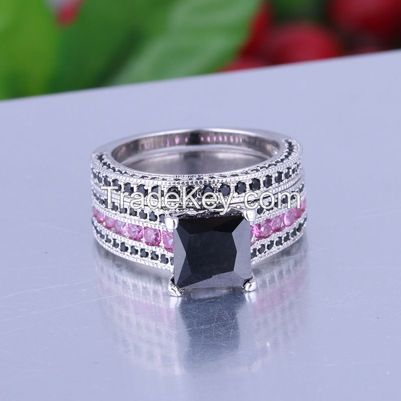 925 Silver Sterling Ring Set For Women And Men Pave Setting