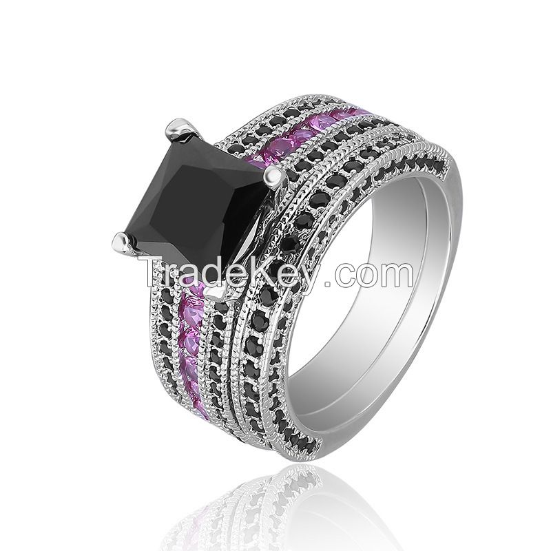 925 Silver Sterling Ring Set For Women And Men Pave Setting