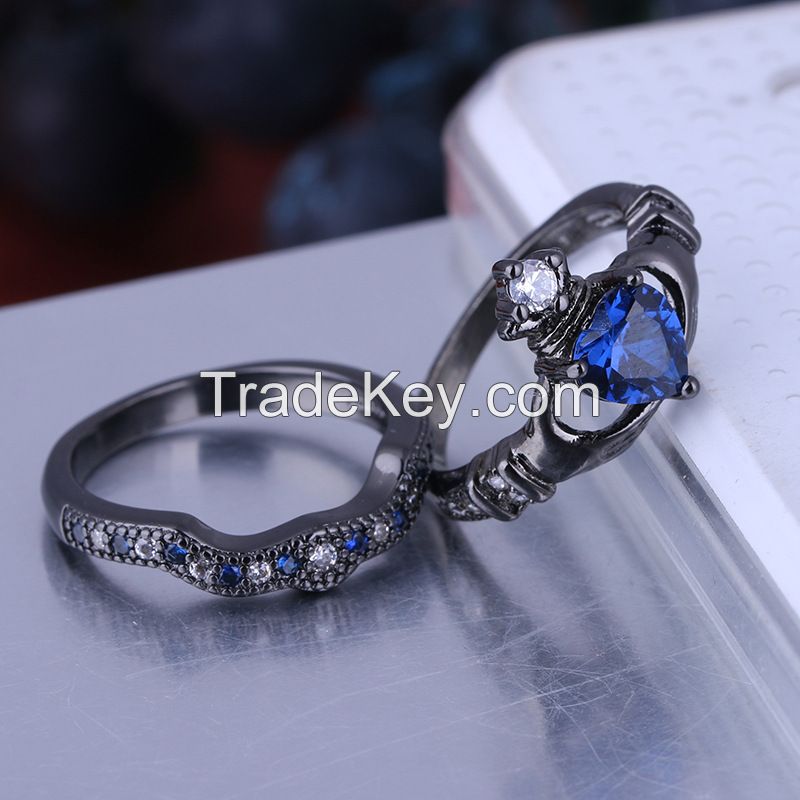 925 Silver Sterling  Women Rings With Sapphire Stone Prong Setting