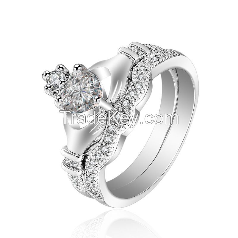 925 Silver Sterling Rings Set For Women And Men With Top Quality Aaa Cz