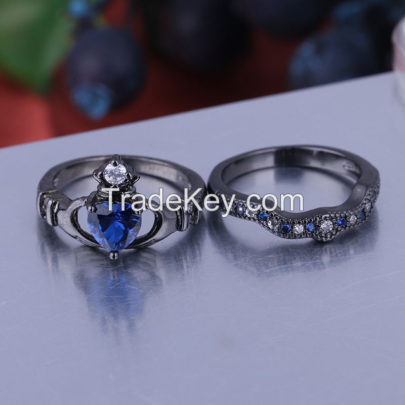 925 Silver Sterling  women rings with sapphire stone prong setting