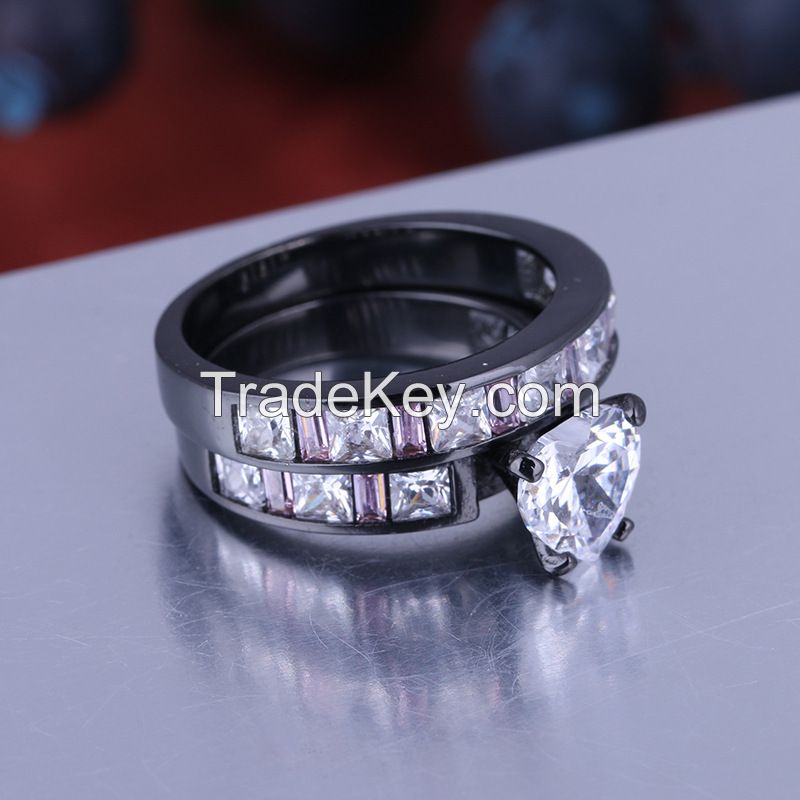 925 Silver Sterling Black Ring Set for Women