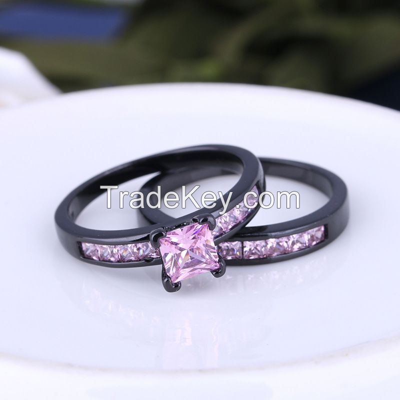 925 Silver Sterling Black Ring Set for Women