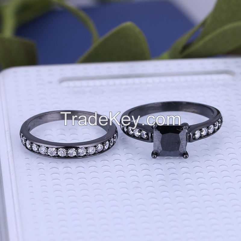 925 Silver Sterling Black Ring Set for Women