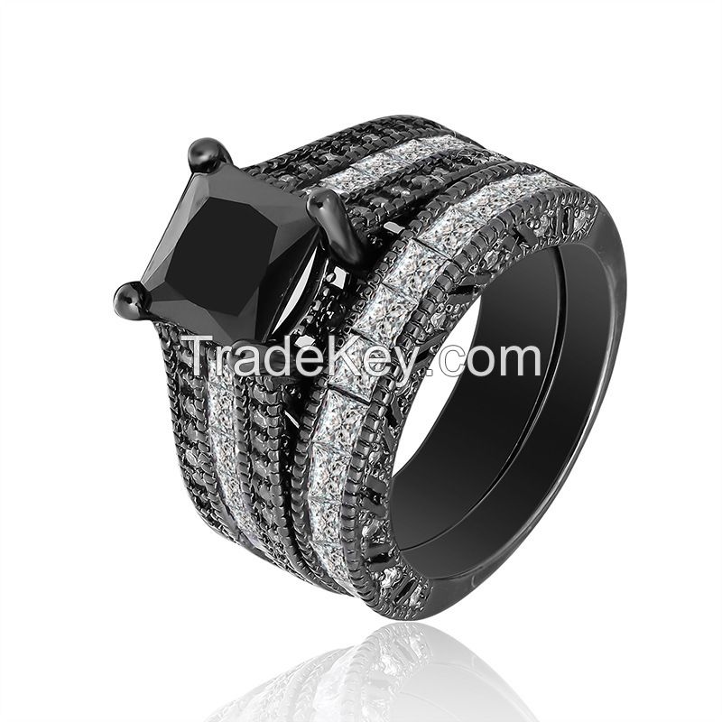925 Silver Sterling Black Ring Set for Women