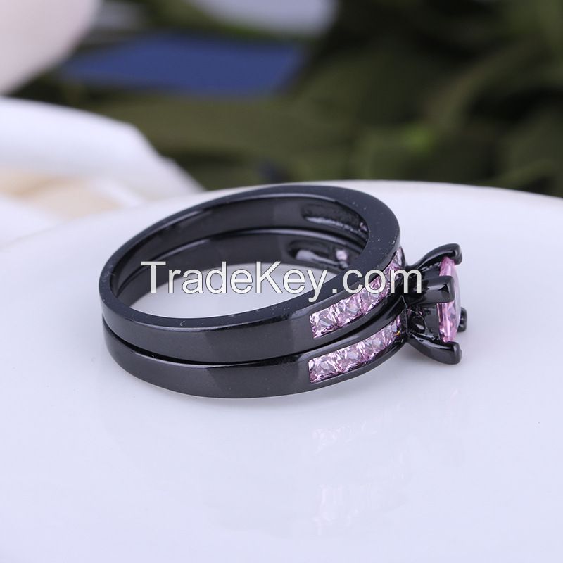 925 Silver Sterling Black Ring Set for Women