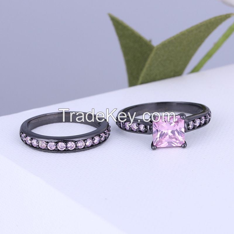 925 Silver Sterling Black Ring Set for Women