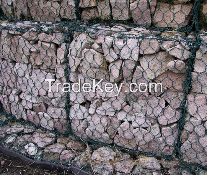 hot dipped galvanized gabion mesh / stone cage / stone gabion netting from stock