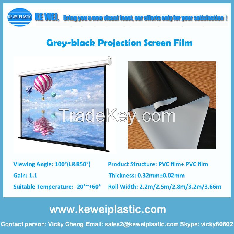 Grey-black projection screen film