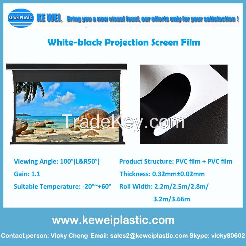 Black-white PVC projection screen film