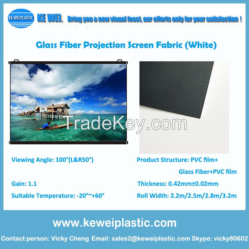 Matte white glass fiber projection screen fabric with fireproof certificate