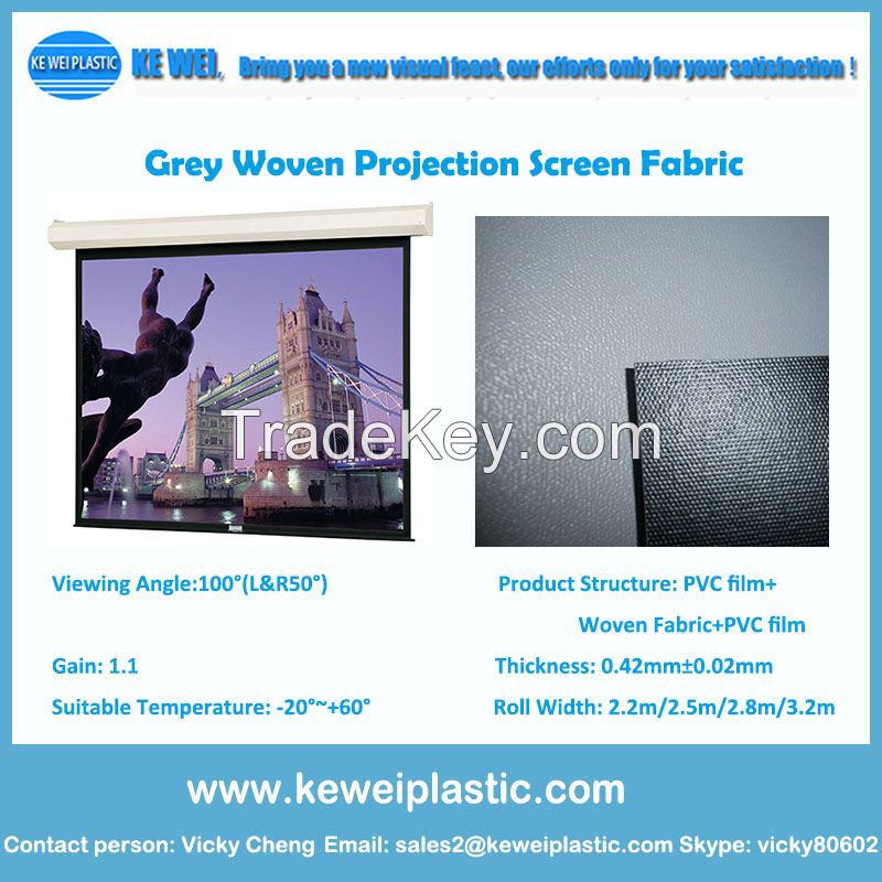 Matte gray woven projection screen fabric