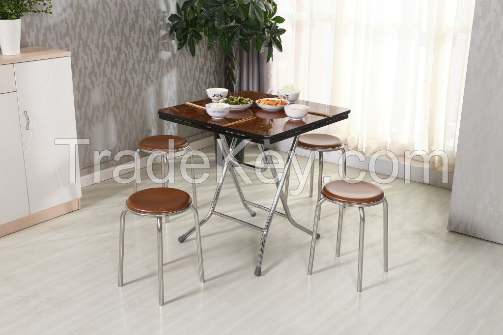 Dining table foldable table wood, stainless steel table family use hig