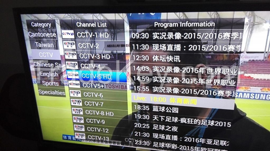 Chinese IPTV box with English and Chinese live channels and tons of movies