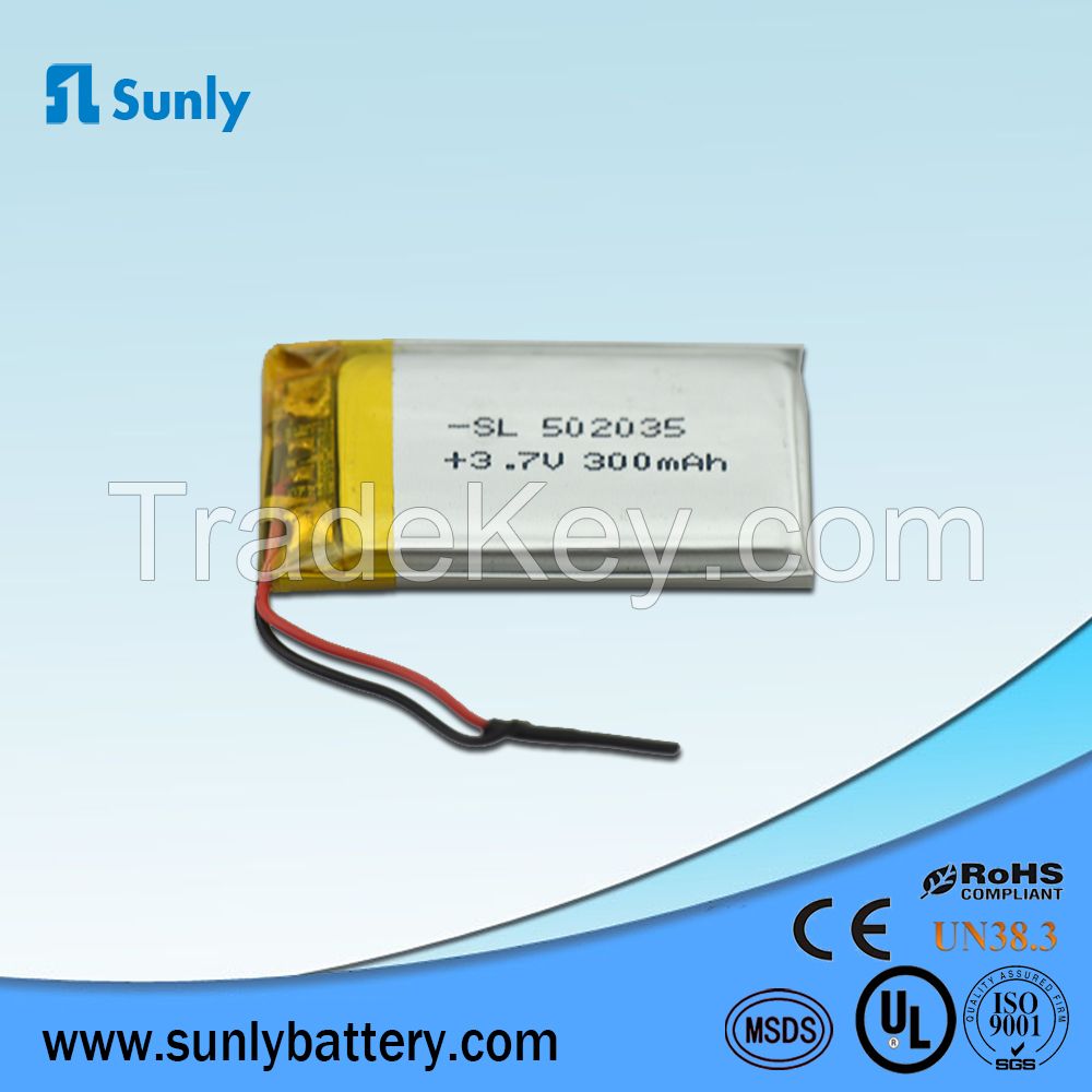 2016 hot sales rechargeable 3.7V 300mAh lithium polymer battery for Speaker