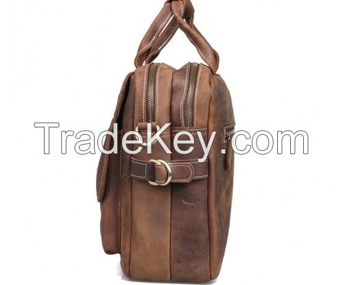 Dark Brown Leather Bag With Flap