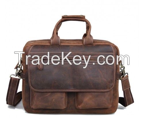 Dark Brown Leather Bag With Flap