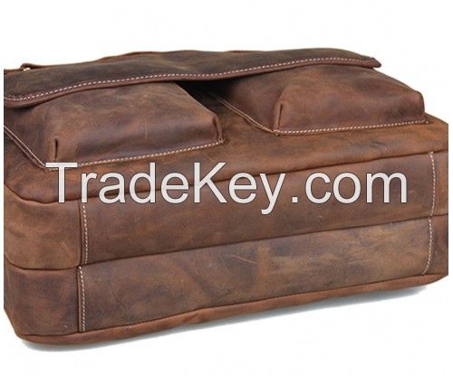 Dark Brown Leather Bag With Flap