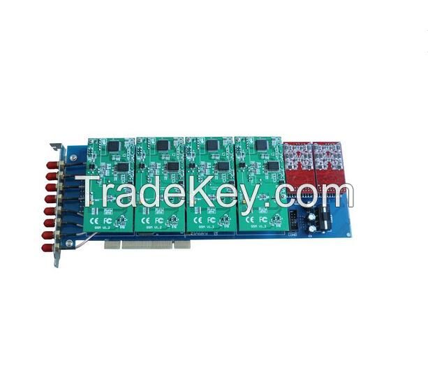 Gsm800e 8 Port Gsm Asterisk Card, Voip Pbx Card With Gsm Modules Pci Card