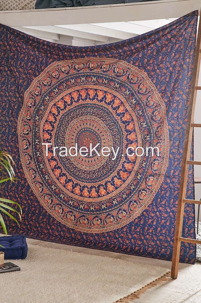 Indian Tapestry Wall Hanging Hippie Elephant Mandala Bedspread Ethnic Throw Art