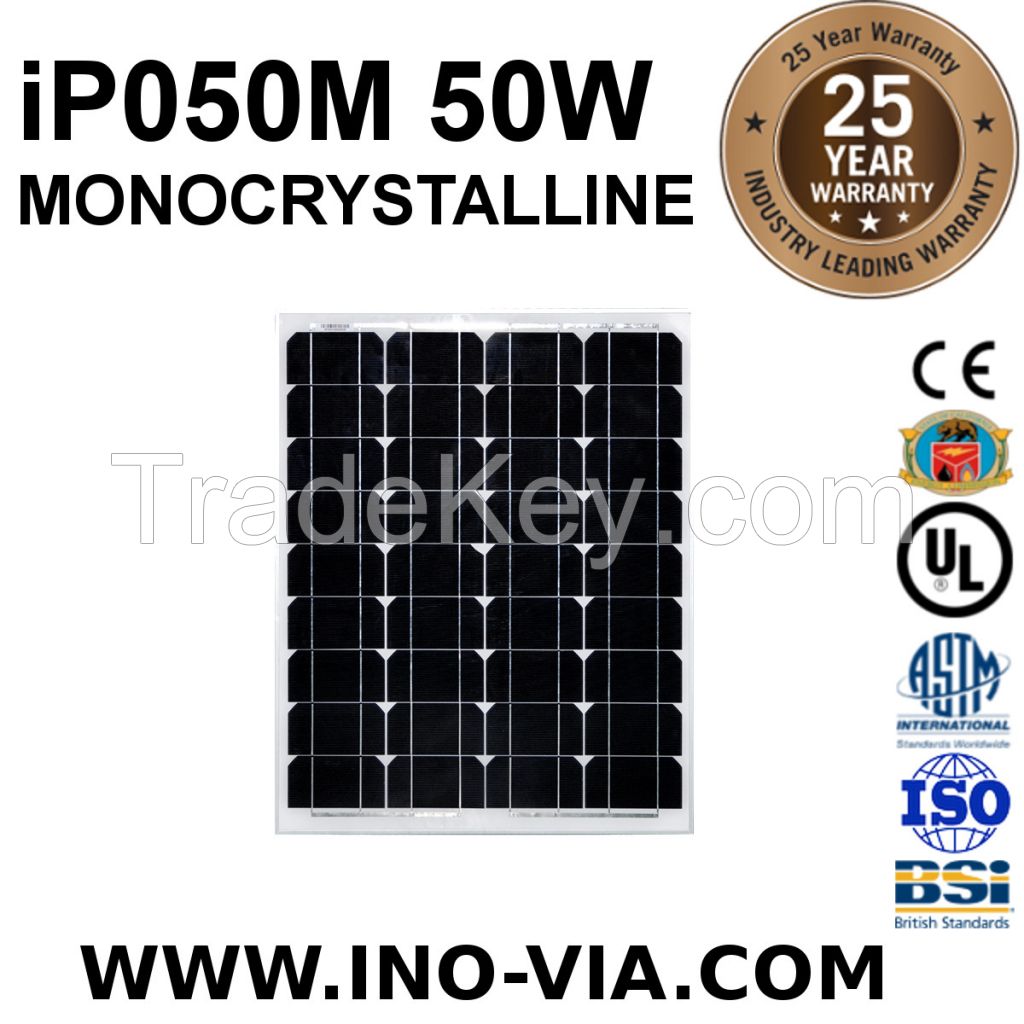 iP050M 50W MONOCRYSTALLINE SOLAR PANEL