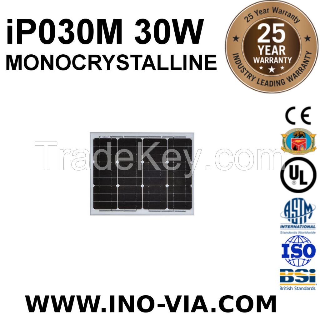 iP030M 30W MONOCRYSTALLINE SOLAR PANEL
