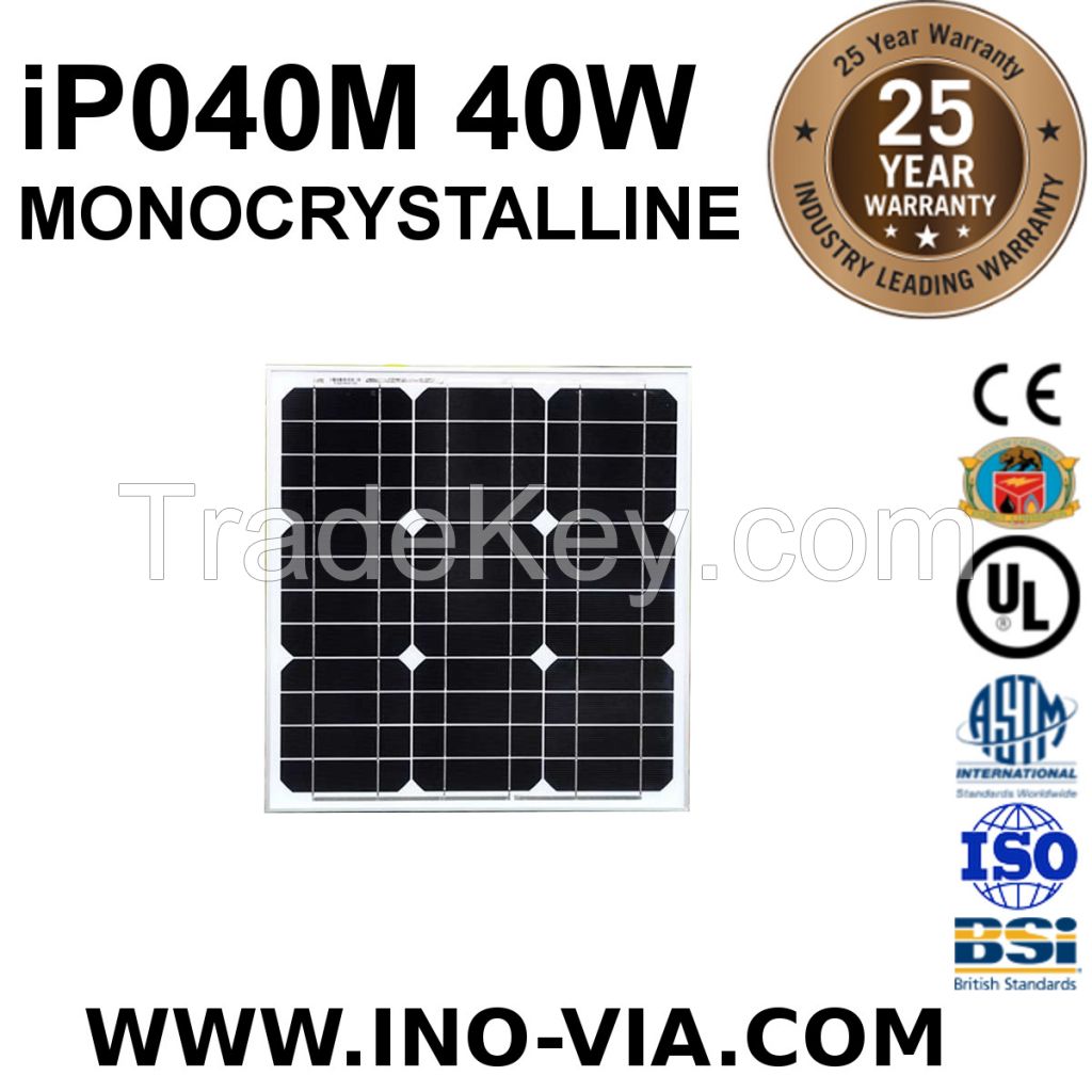 iP040M 40W MONOCRYSTALLINE SOLAR PANEL
