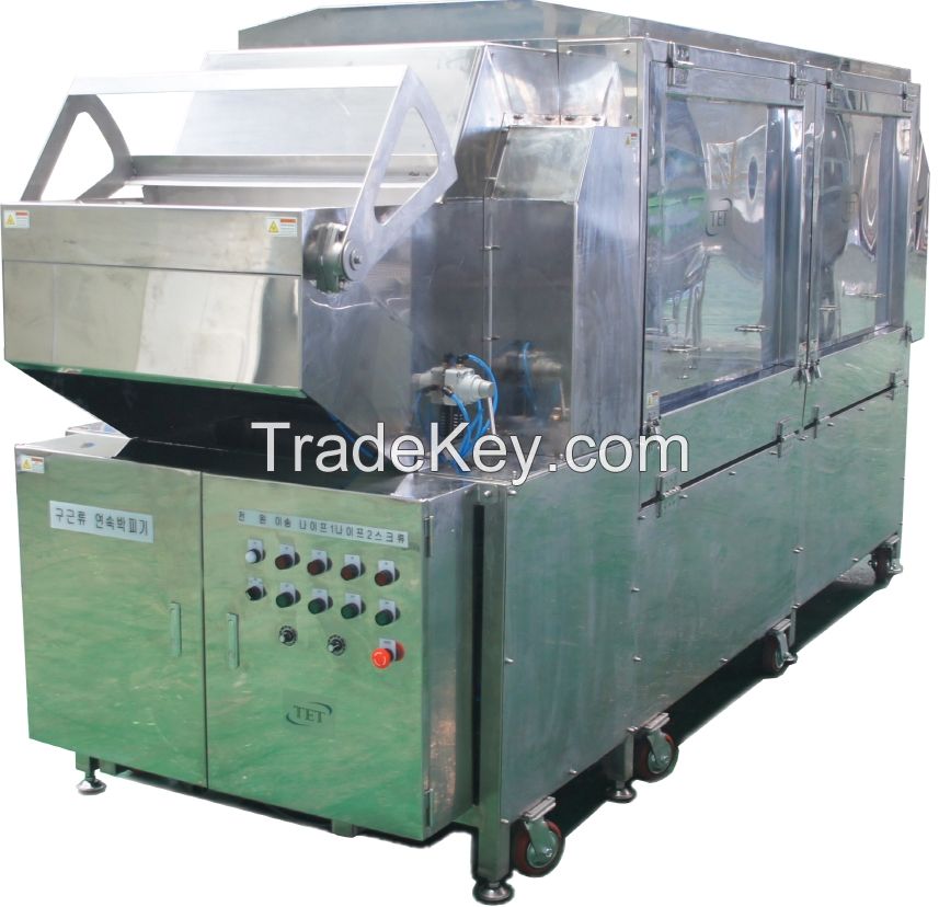 Continuous bulb potato peeling machine