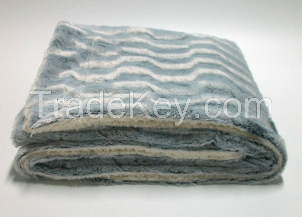 faux fur with berber fleece double layers throw