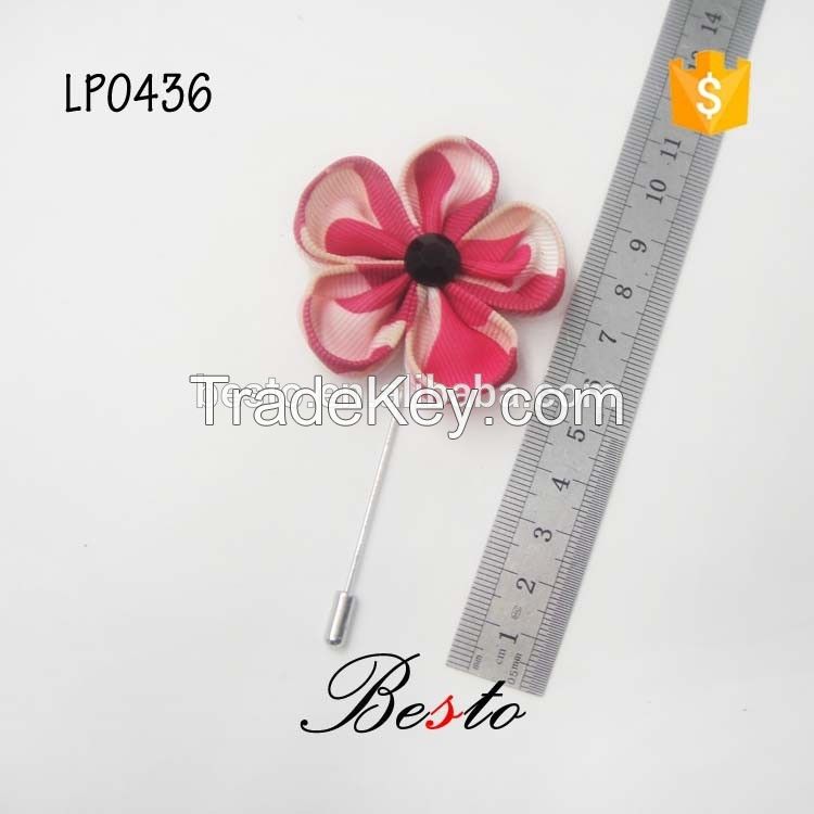 2016 Wholesale unique double color lapel pin making machine custom fabric flower lapel pin for suits/dress/garments