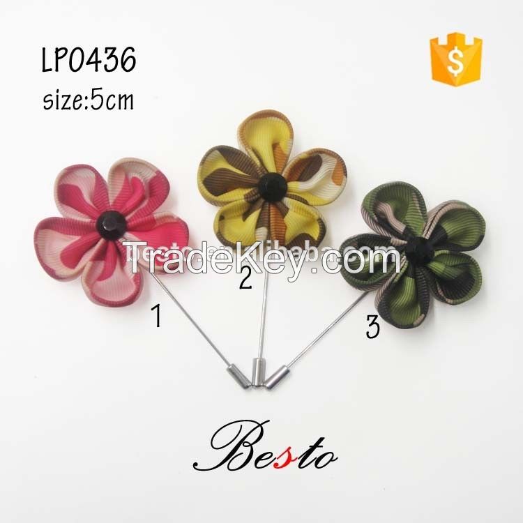 2016 Wholesale unique double color lapel pin making machine custom fabric flower lapel pin for suits/dress/garments