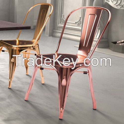 Rose gold color tolix marais metal dining chair