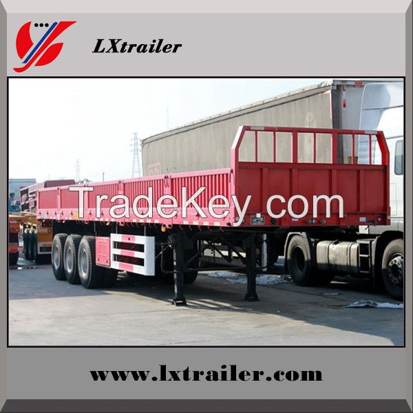 Detachable drop side wall semi trailer with container locks